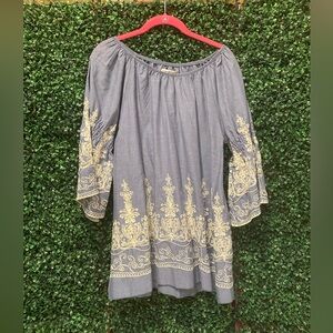 BRAND NEW WITH TAGS Sassy Bling Chambray Bell Sleeve Dress Sz S